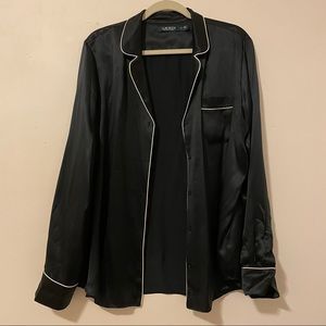 Black Pajama-style Silk Ralph Lauren Button-up XL
